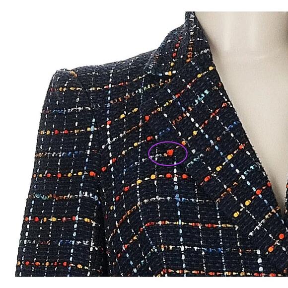 Veronica Beard Blazer Womens Size 6 Navy Tweed Double Breasted Jacket - Preowned - Picture 3 of 5